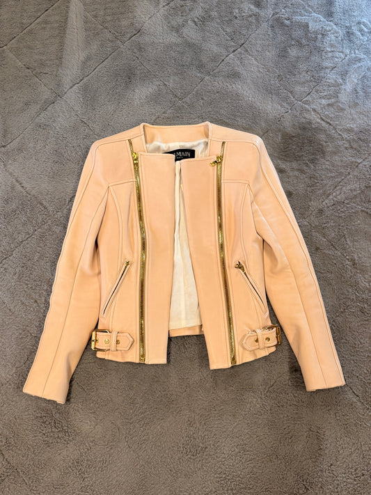 Balmain Leather Lambskin Biker Jacket