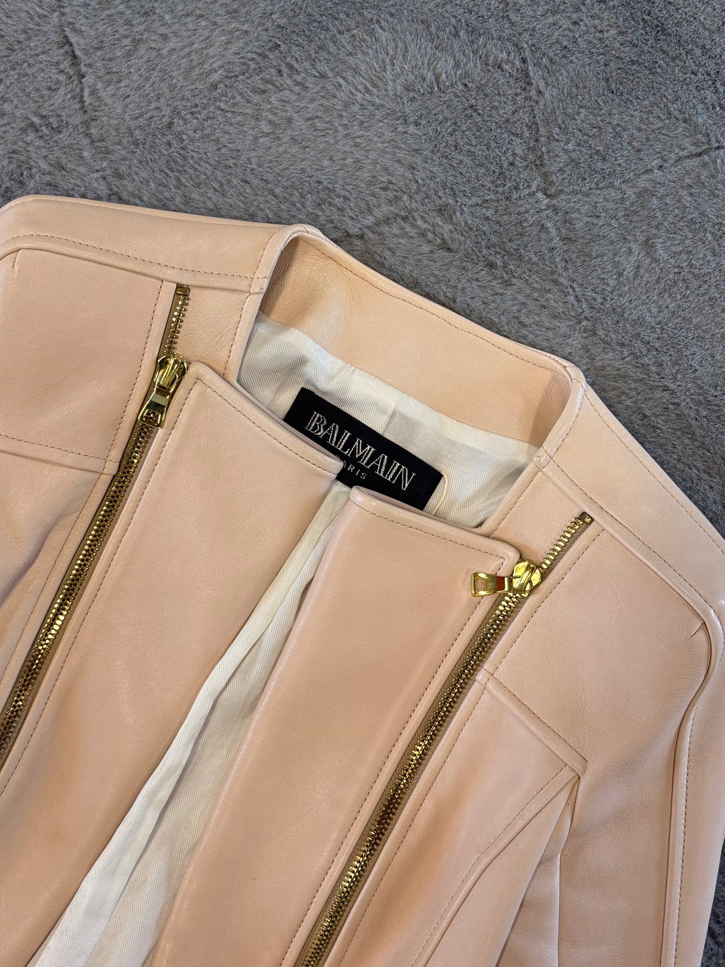 Balmain Leather Lambskin Biker Jacket