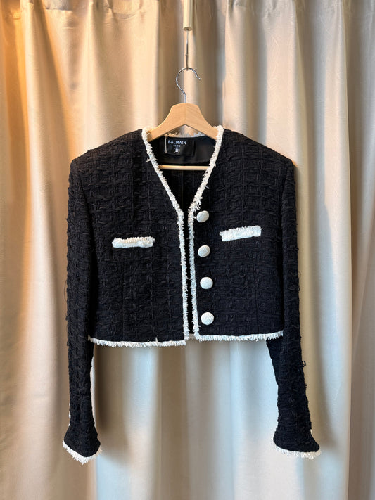 Short Tweed Jacket with Contrasting Details