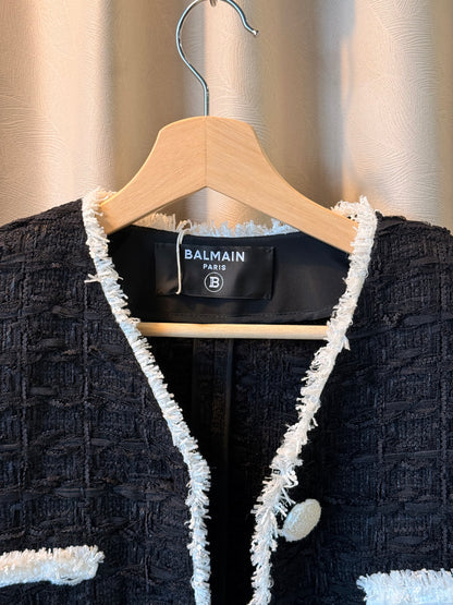 Short Tweed Jacket with Contrasting Details
