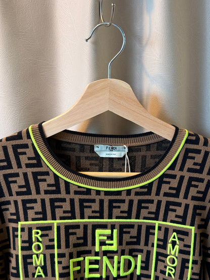 Fendi Roma Amor FF Motif Cropped Knit Sweater