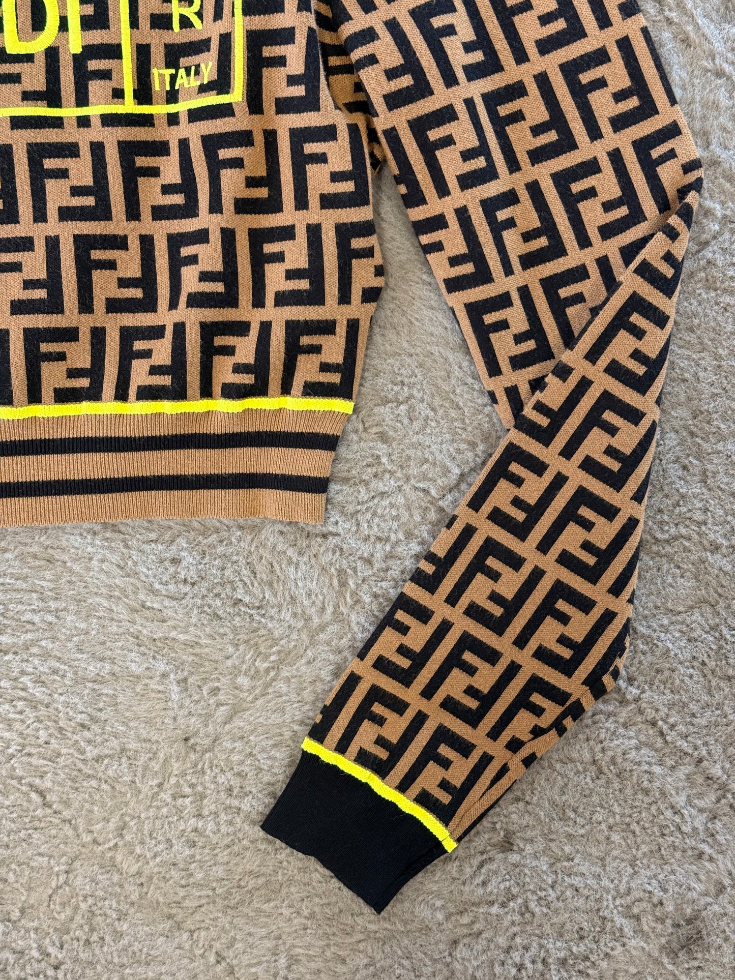 Fendi Roma Amor FF Motif Cropped Knit Sweater