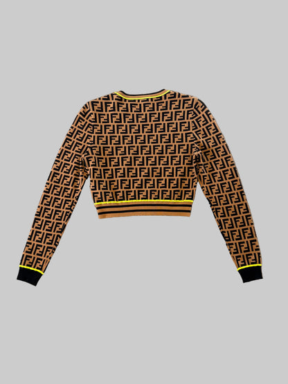 Fendi Roma Amor FF Motif Cropped Knit Sweater