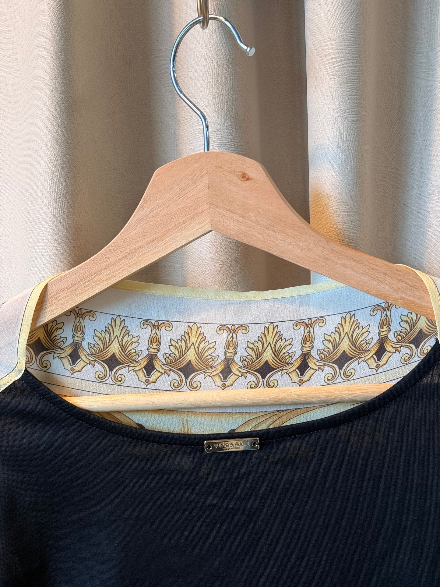 Versace Baroque Print Silk Scarf T-Shirt Dress