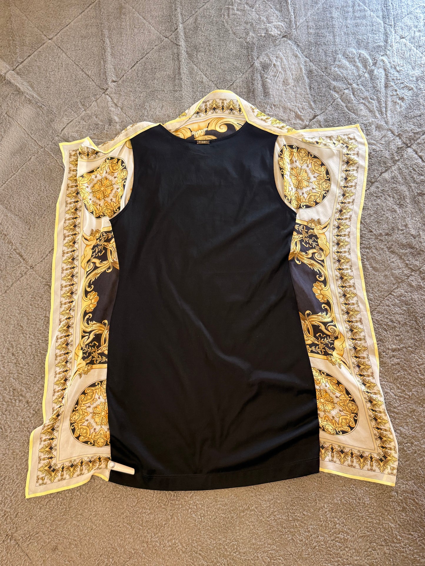 Versace Baroque Print Silk Scarf T-Shirt Dress