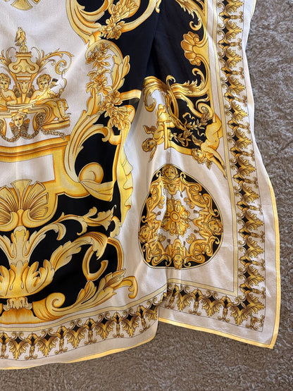 Versace Baroque Print Silk Scarf T-Shirt Dress