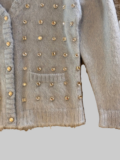 Miu Miu Crystal-Embellished Mohair Cardigan
