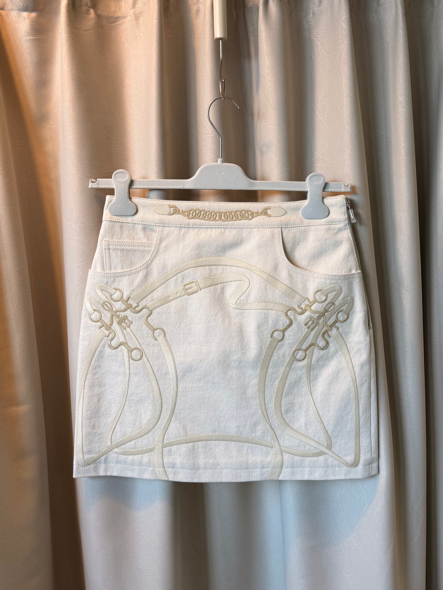 Hermes Ecru Denim Skirt