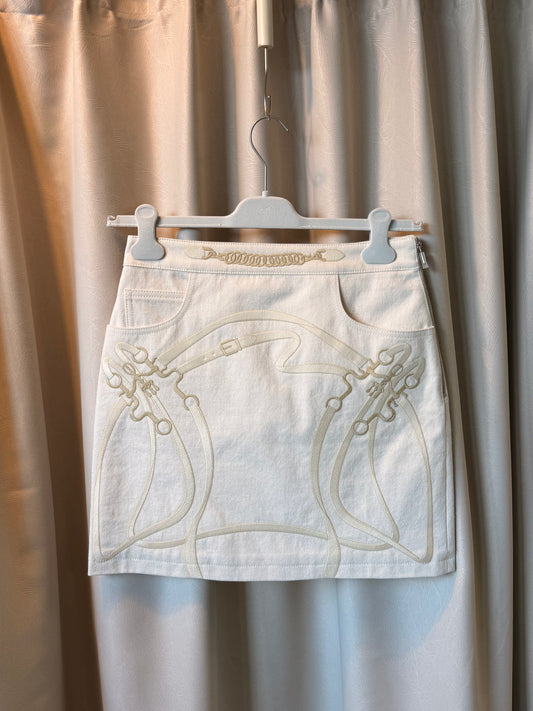 Hermes Ecru Denim Skirt