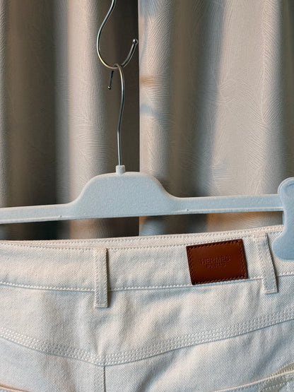 Hermes Ecru Denim Skirt