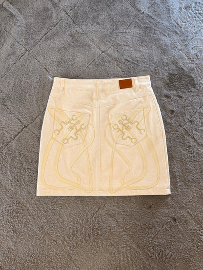 Hermes Ecru Denim Skirt