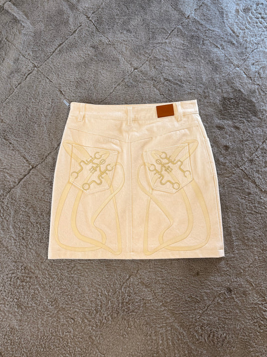 Hermes Ecru Denim Skirt