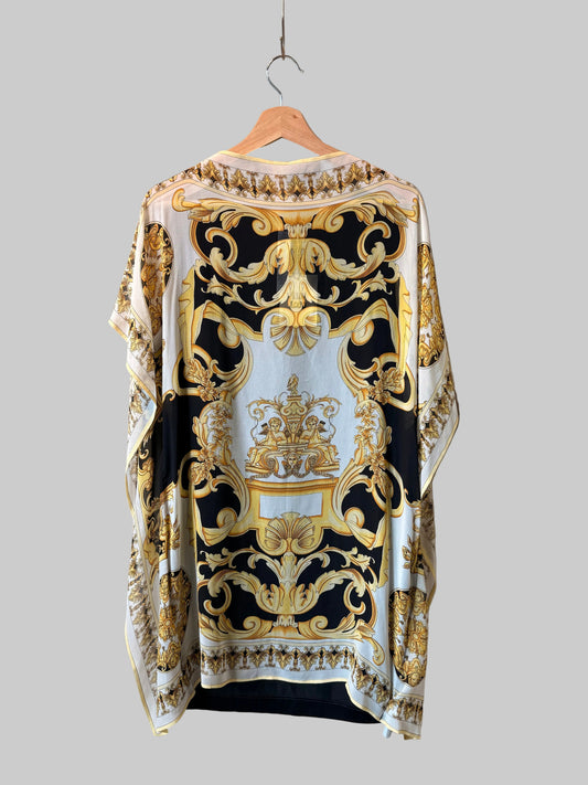 Versace Baroque Print Silk Scarf T-Shirt Dress