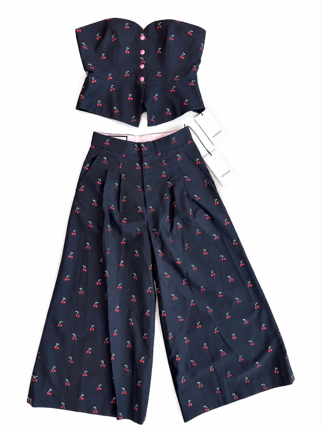 Gucci GG Cherry Print Strapless Corset Top